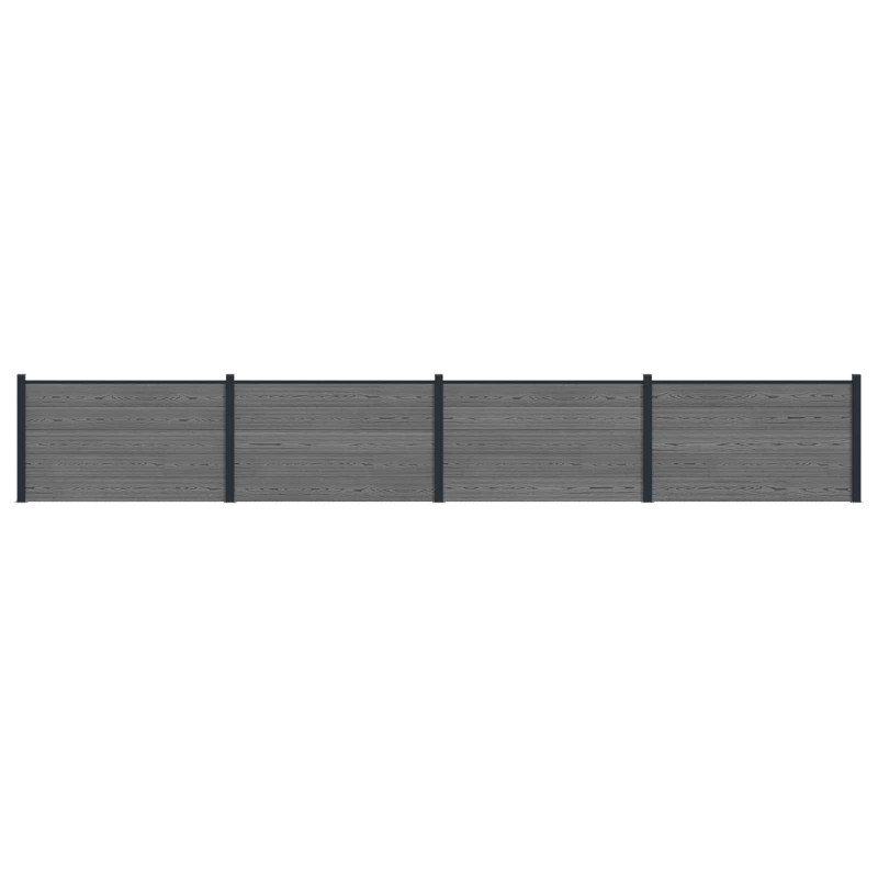 Panel ogrodzeniowy 4 pcs WPC i aluminium Szary