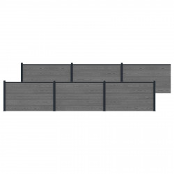 Panel ogrodzeniowy 6 pcs WPC i aluminium Szary