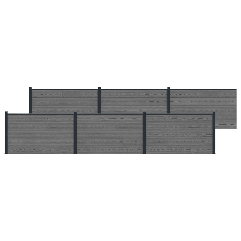 Panel ogrodzeniowy 6 pcs WPC i aluminium Szary