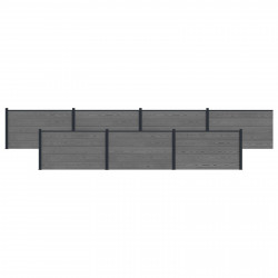 Panel ogrodzeniowy 7 pcs WPC i aluminium Szary