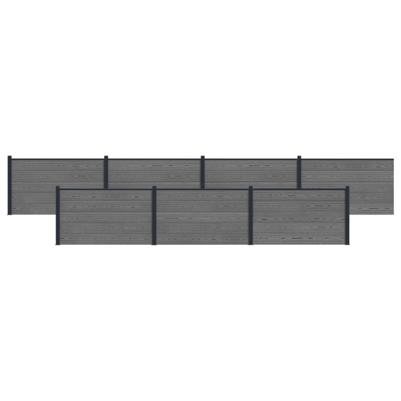 Panel ogrodzeniowy 7 pcs WPC i aluminium Szary