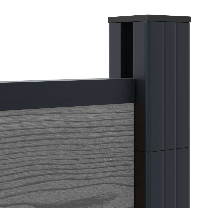 Panel ogrodzeniowy 7 pcs WPC i aluminium Szary