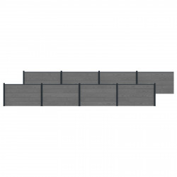 Panel ogrodzeniowy 8 pcs WPC i aluminium Szary