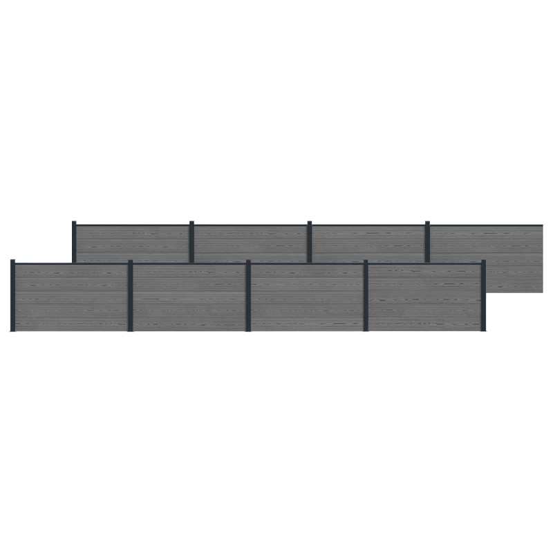 Panel ogrodzeniowy 8 pcs WPC i aluminium Szary