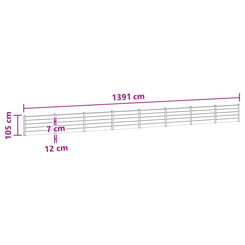 Panel ogrodzeniowy 8 pcs WPC i aluminium Szary