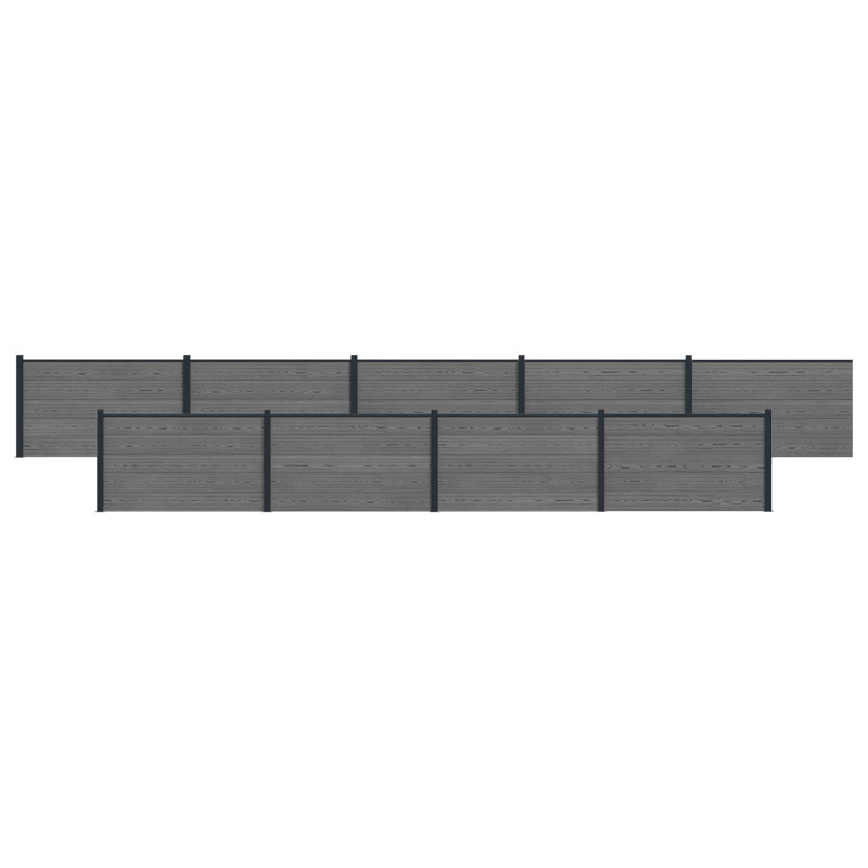 Panel ogrodzeniowy 9 pcs WPC i aluminium Szary