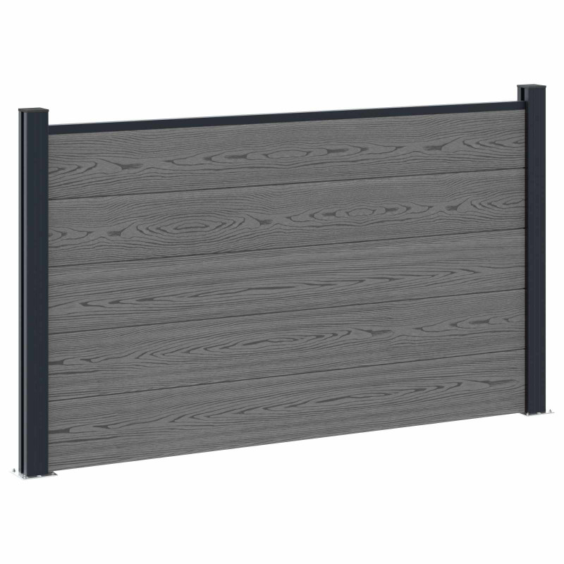 Panel ogrodzeniowy 9 pcs WPC i aluminium Szary