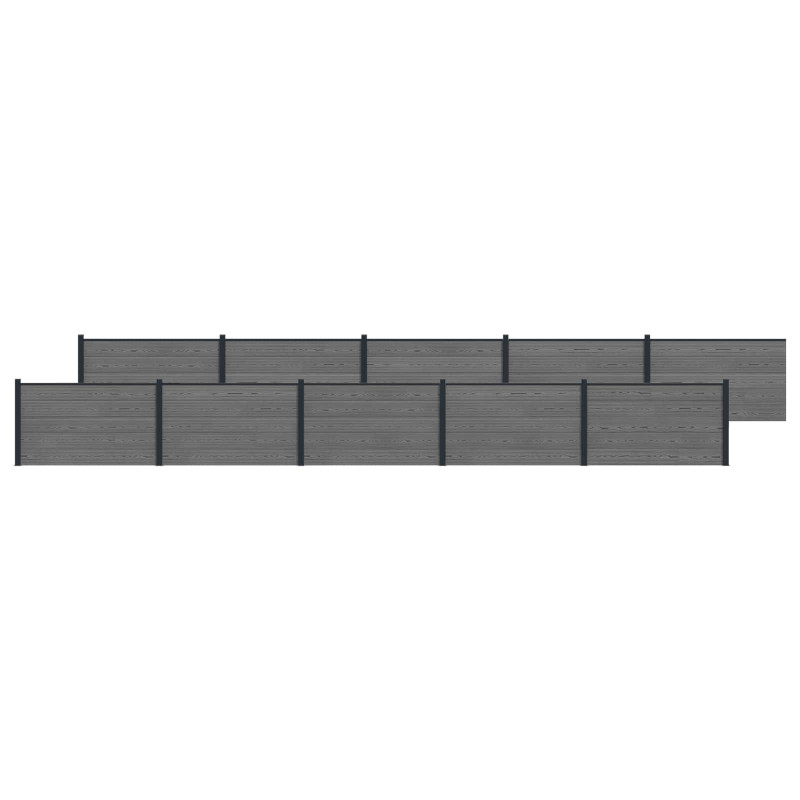 Panel ogrodzeniowy 10 pcs WPC i aluminium Szary