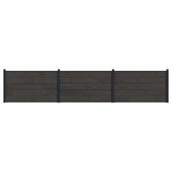Panel ogrodzeniowy 3 pcs WPC i aluminium Czarny
