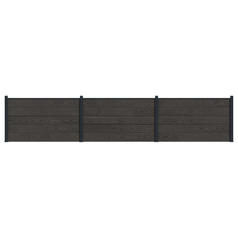 Panel ogrodzeniowy 3 pcs WPC i aluminium Czarny