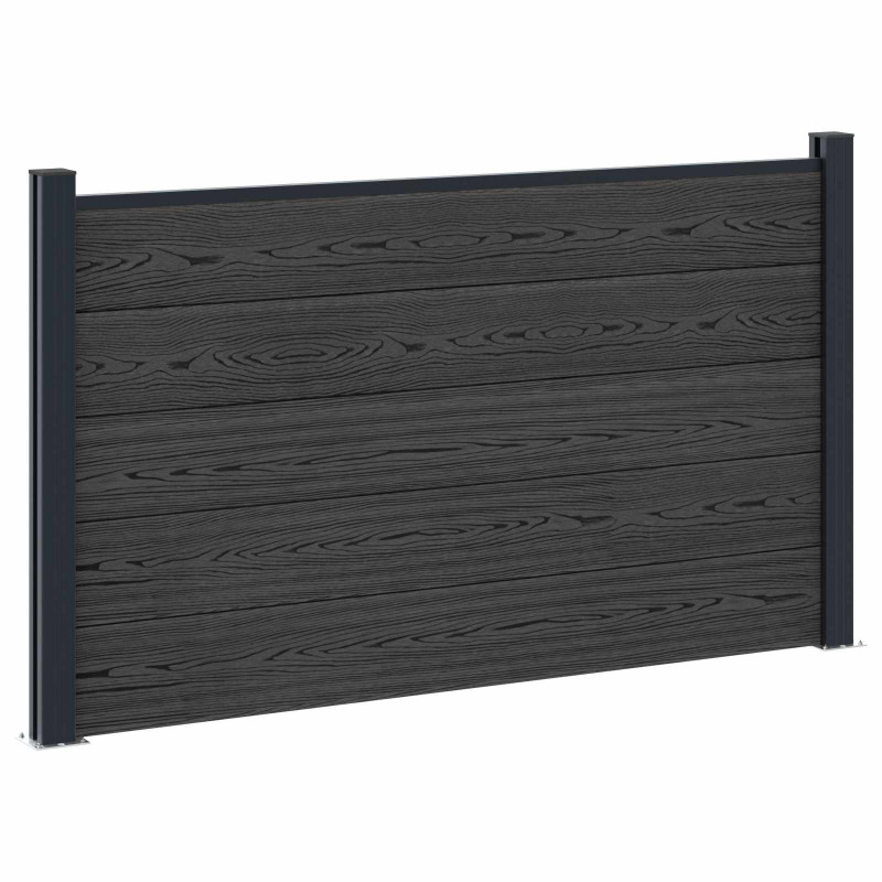 Panel ogrodzeniowy 3 pcs WPC i aluminium Czarny