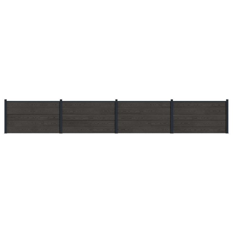 Panel ogrodzeniowy 4 pcs WPC i aluminium Czarny