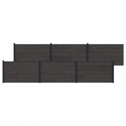 Panel ogrodzeniowy 6 pcs WPC i aluminium Czarny