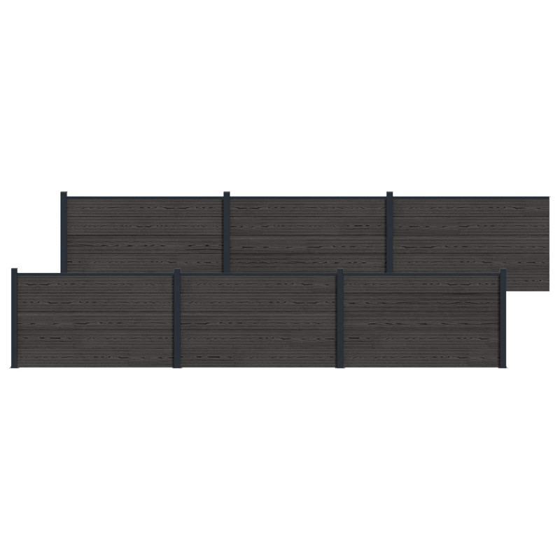 Panel ogrodzeniowy 6 pcs WPC i aluminium Czarny
