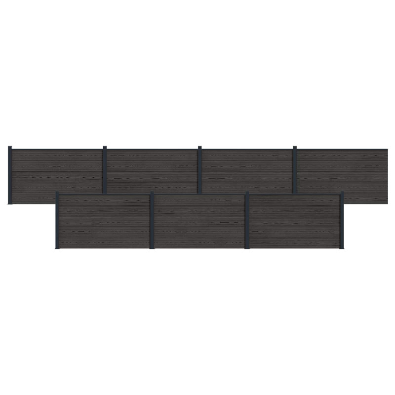 Panel ogrodzeniowy 7 pcs WPC i aluminium Czarny