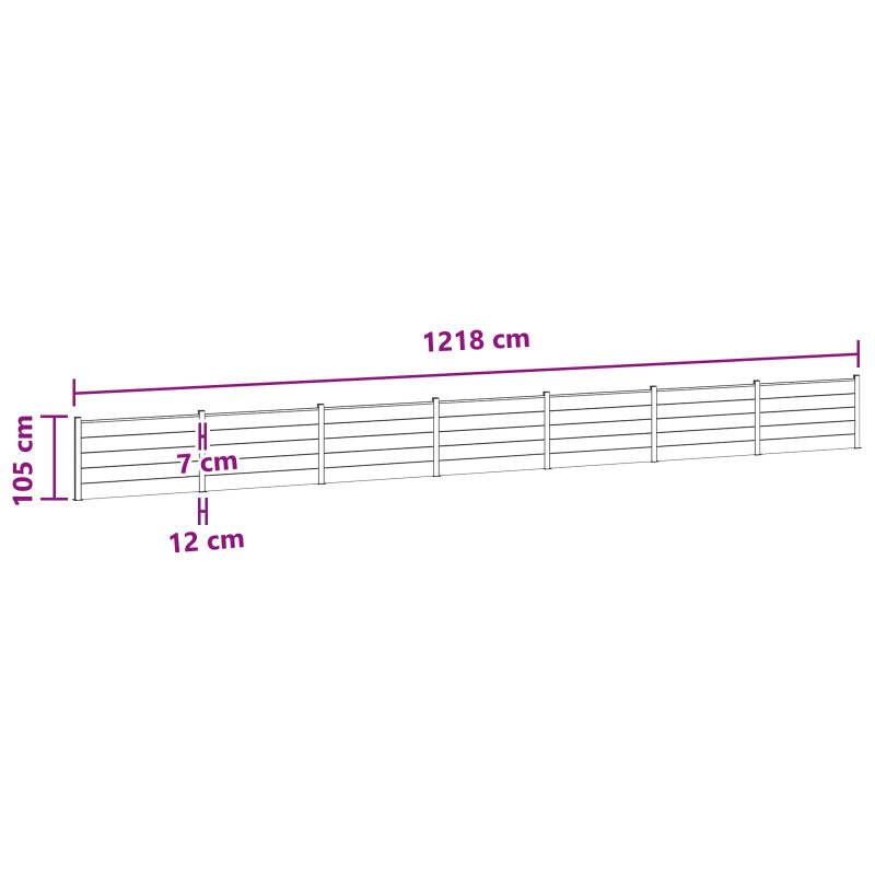 Panel ogrodzeniowy 7 pcs WPC i aluminium Czarny