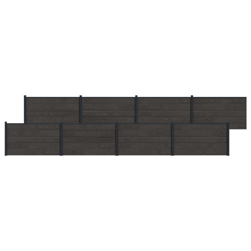 Panel ogrodzeniowy 8 pcs WPC i aluminium Czarny