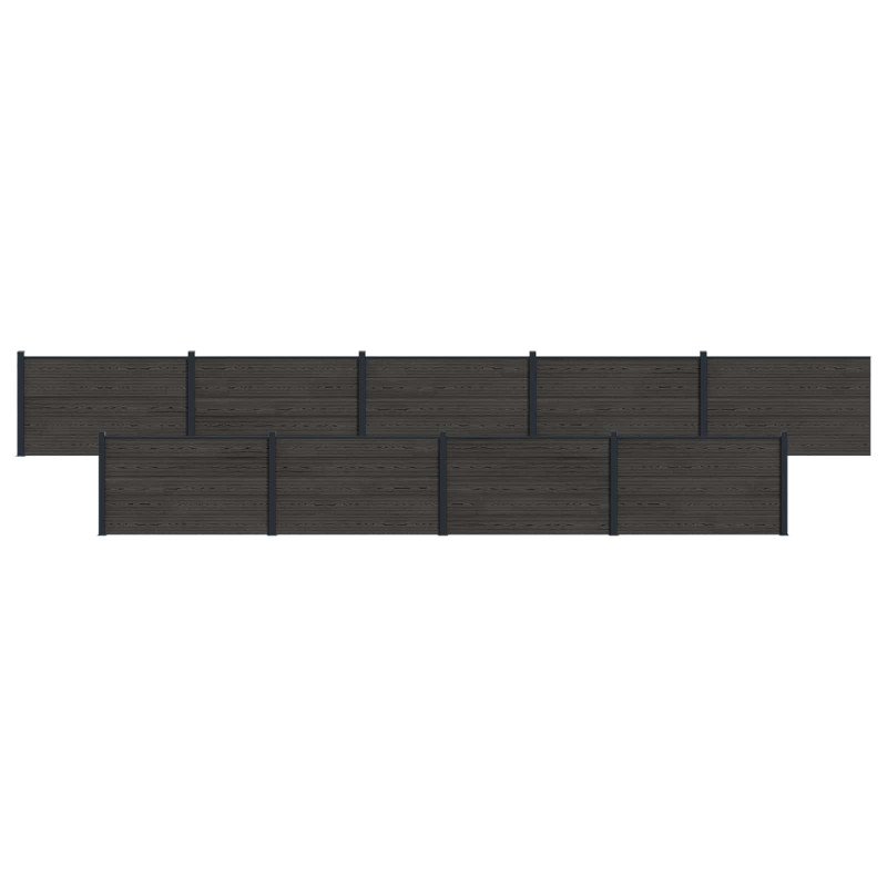 Panel ogrodzeniowy 9 pcs WPC i aluminium Czarny