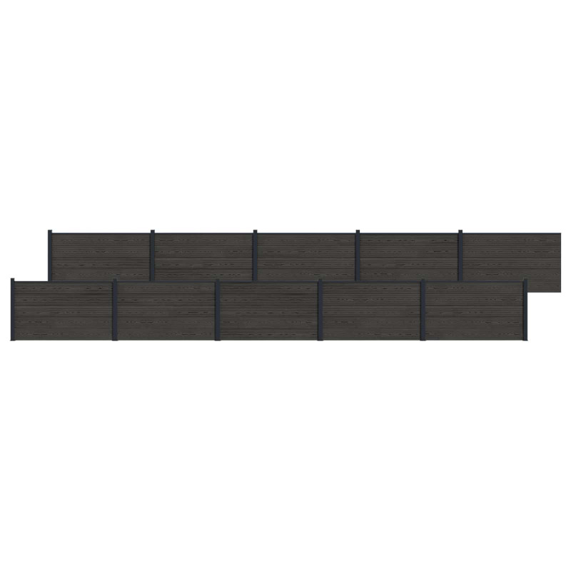 Panel ogrodzeniowy 10 pcs WPC i aluminium Czarny