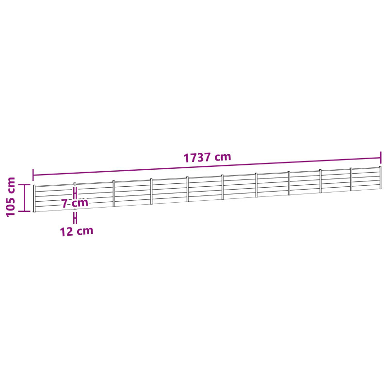 Panel ogrodzeniowy 10 pcs WPC i aluminium Czarny