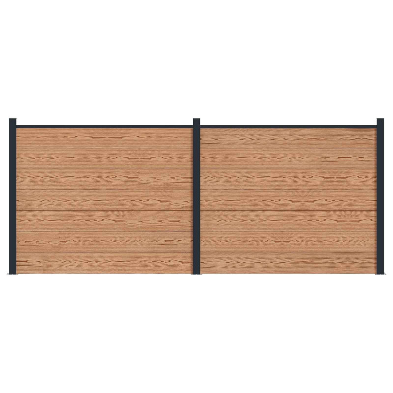 Panel ogrodzeniowy 2 pcs WPC i aluminium brązowy