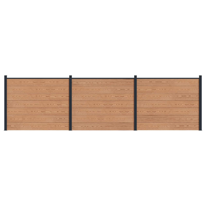 Panel ogrodzeniowy 3 pcs WPC i aluminium brązowy