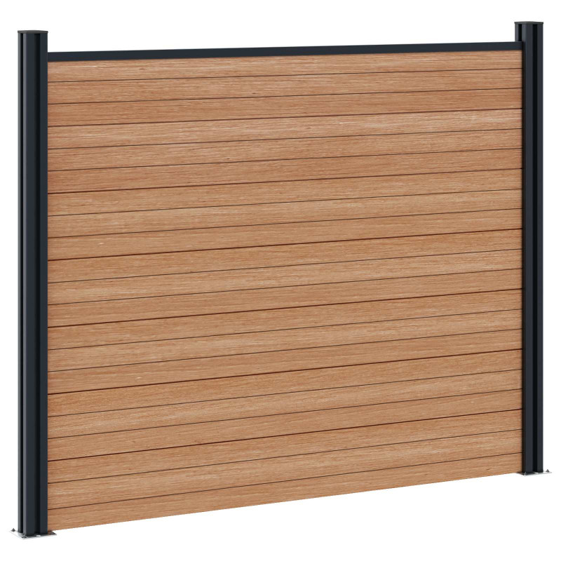 Panel ogrodzeniowy 3 pcs WPC i aluminium brązowy