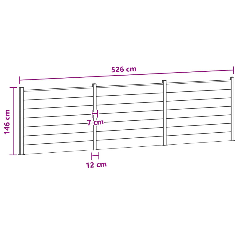 Panel ogrodzeniowy 3 pcs WPC i aluminium brązowy