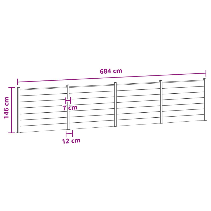 Panel ogrodzeniowy 4 pcs WPC i aluminium brązowy