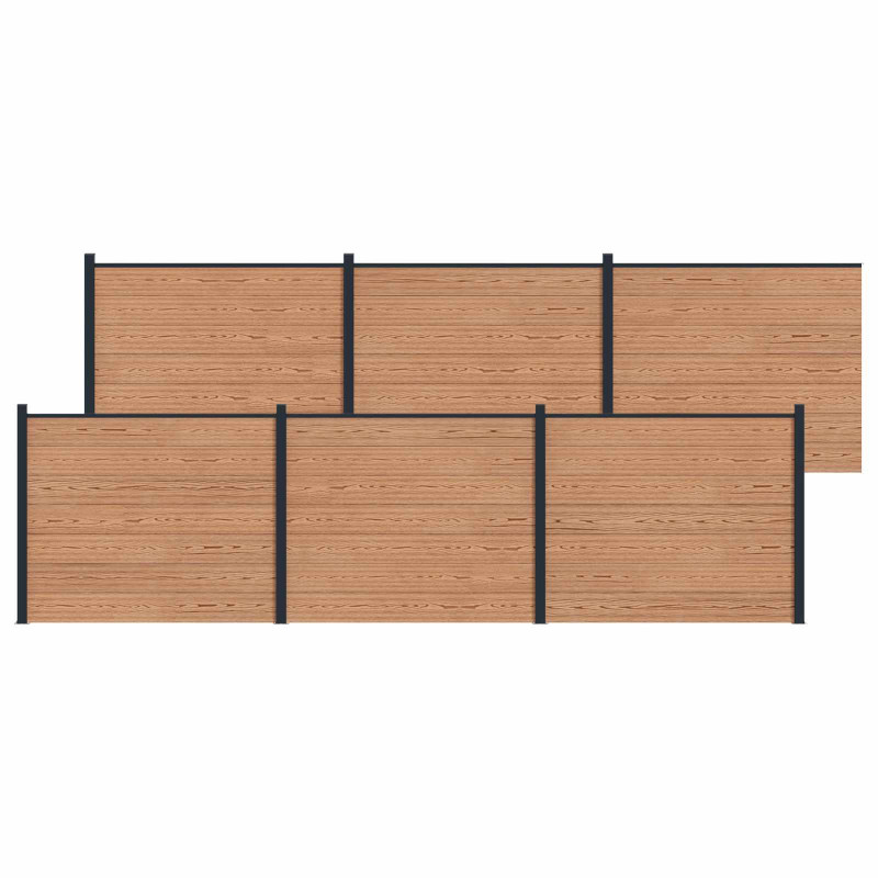 Panel ogrodzeniowy 6 pcs WPC i aluminium brązowy