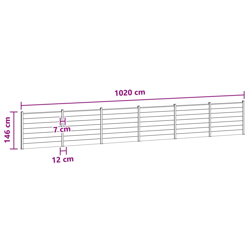 Panel ogrodzeniowy 6 pcs WPC i aluminium brązowy
