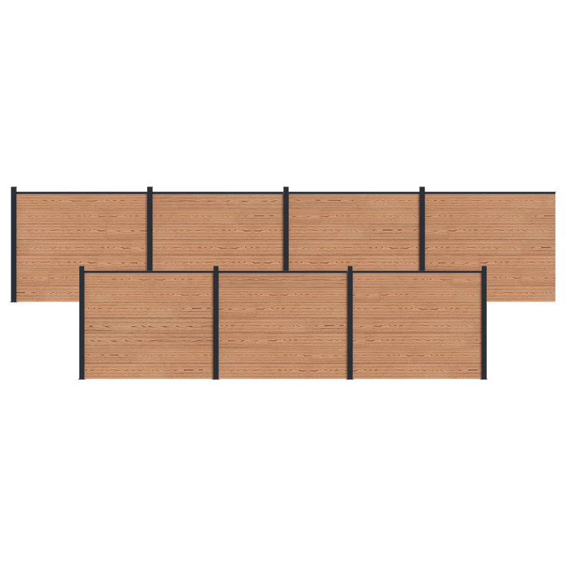 Panel ogrodzeniowy 7 pcs WPC i aluminium brązowy