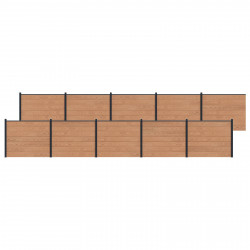 Panel ogrodzeniowy 10 pcs WPC i aluminium brązowy