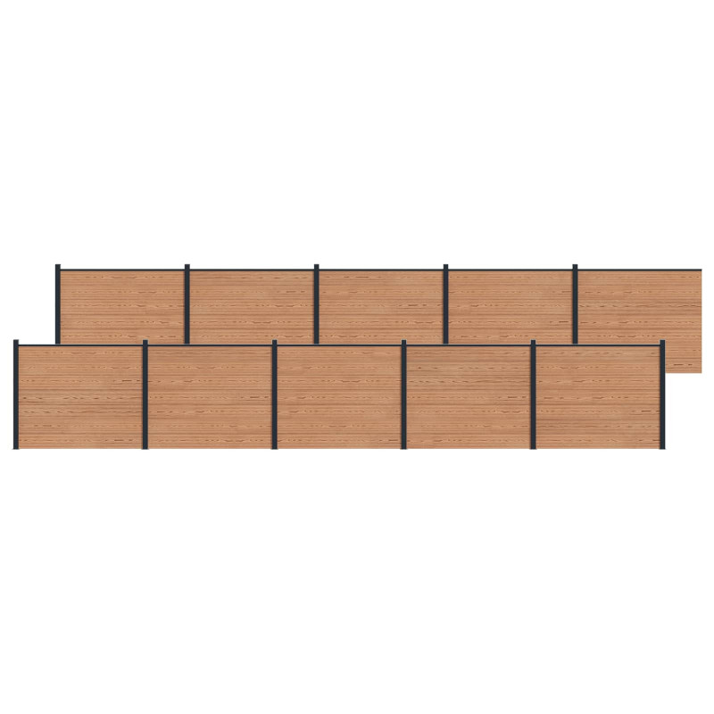 Panel ogrodzeniowy 10 pcs WPC i aluminium brązowy
