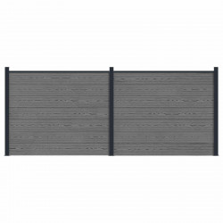 Panel ogrodzeniowy 2 pcs WPC i aluminium Szary