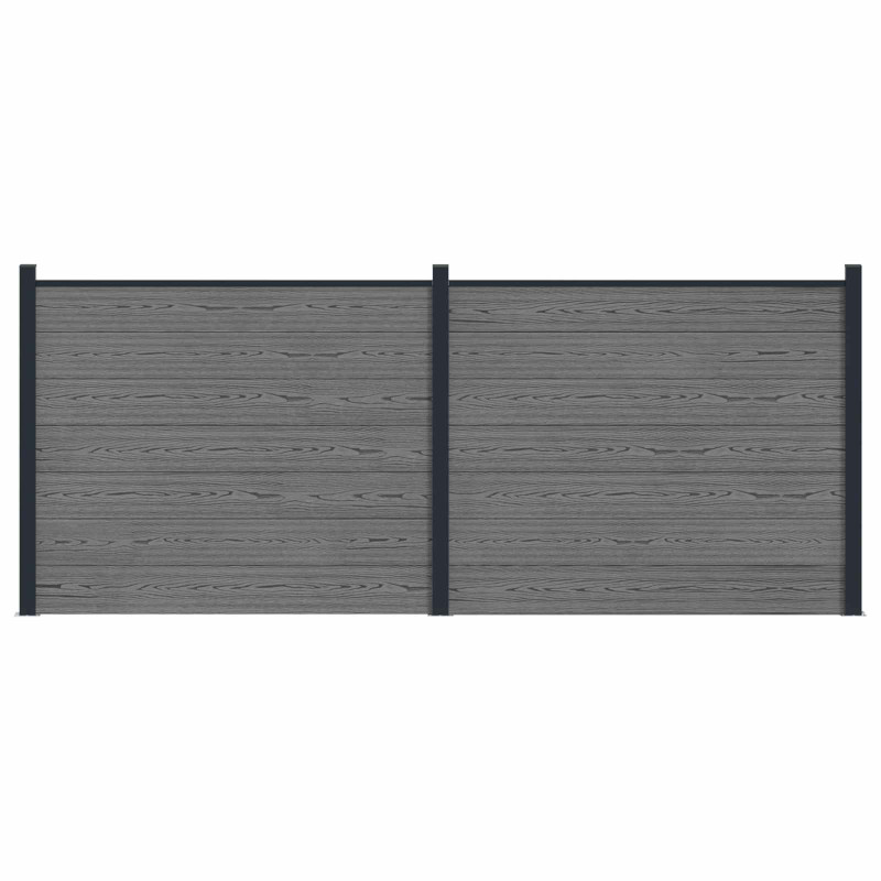 Panel ogrodzeniowy 2 pcs WPC i aluminium Szary