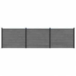 Panel ogrodzeniowy 3 pcs WPC i aluminium Szary