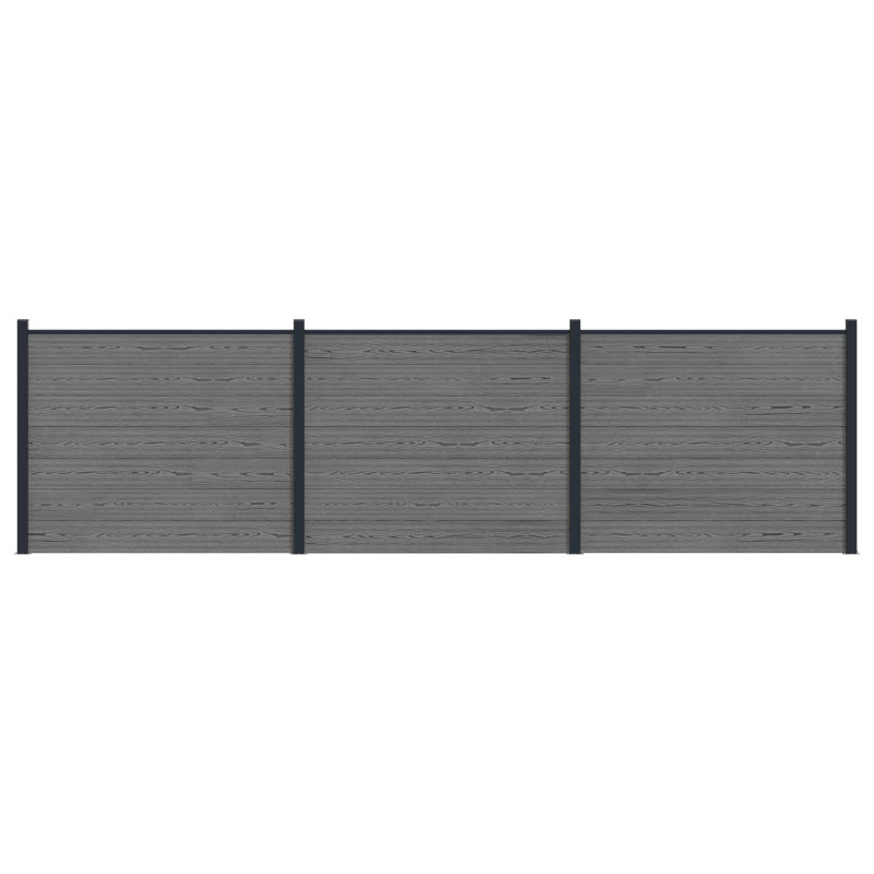 Panel ogrodzeniowy 3 pcs WPC i aluminium Szary