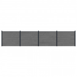Panel ogrodzeniowy 4 pcs WPC i aluminium Szary