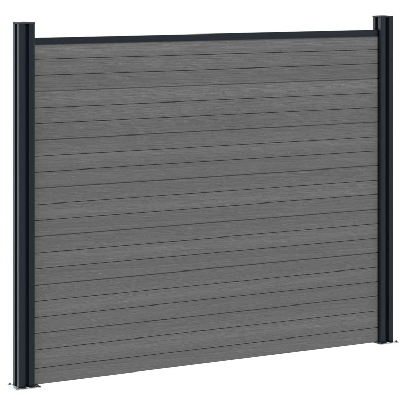 Panel ogrodzeniowy 5 pcs WPC i aluminium Szary