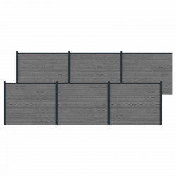 Panel ogrodzeniowy 6 pcs WPC i aluminium Szary