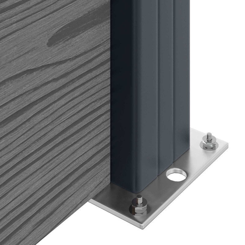 Panel ogrodzeniowy 6 pcs WPC i aluminium Szary