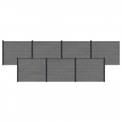 Panel ogrodzeniowy 7 pcs WPC i aluminium Szary