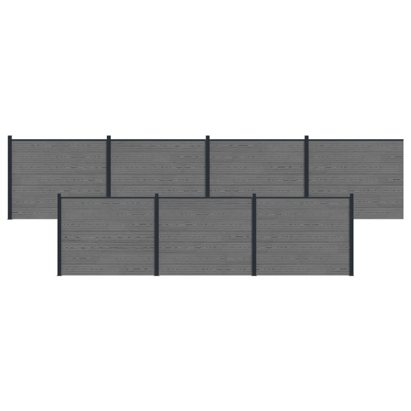 Panel ogrodzeniowy 7 pcs WPC i aluminium Szary
