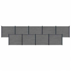 Panel ogrodzeniowy 9 pcs WPC i aluminium Szary