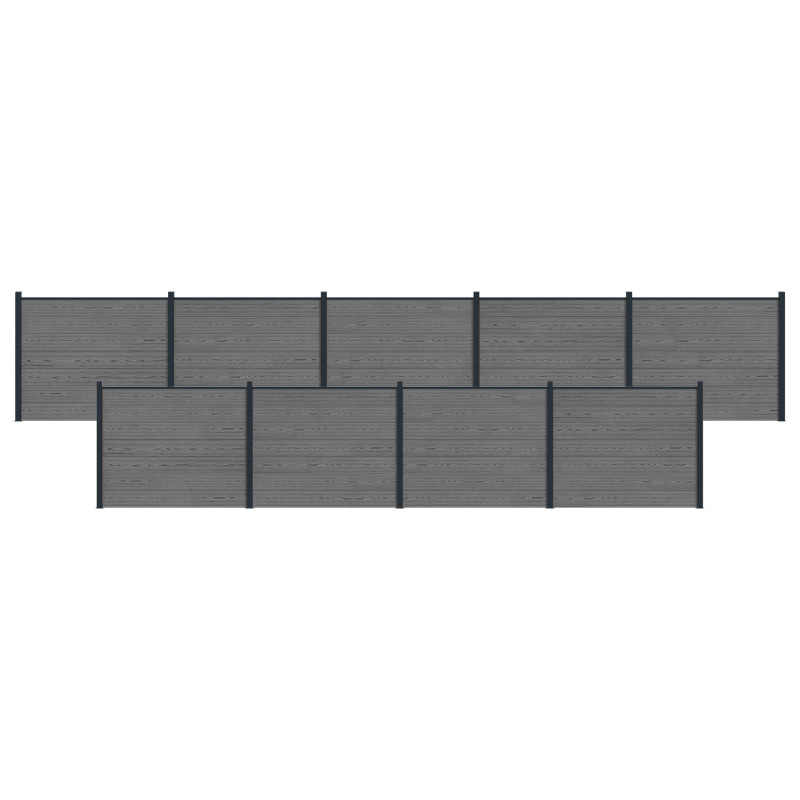 Panel ogrodzeniowy 9 pcs WPC i aluminium Szary