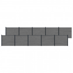 Panel ogrodzeniowy 10 pcs WPC i aluminium Szary