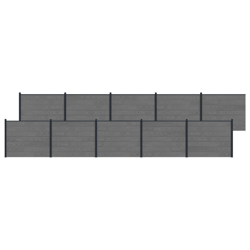 Panel ogrodzeniowy 10 pcs WPC i aluminium Szary