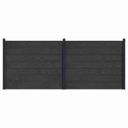 Panel ogrodzeniowy 2 pcs WPC i aluminium Czarny