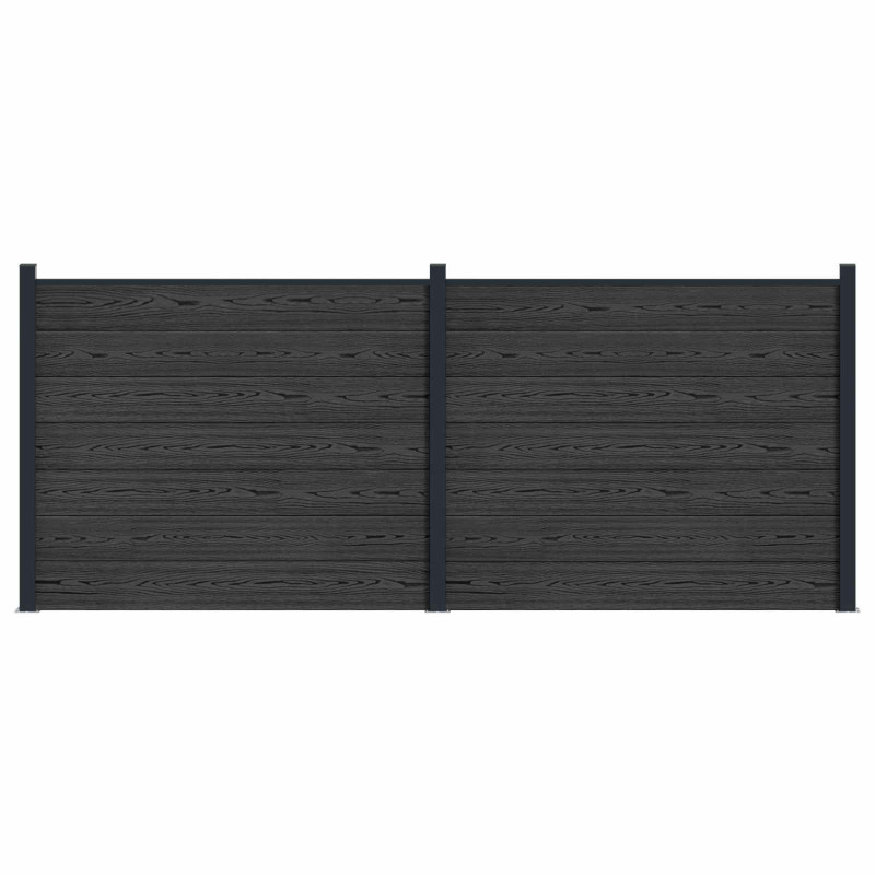 Panel ogrodzeniowy 2 pcs WPC i aluminium Czarny